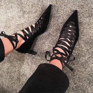 ZARA 100% LEATHER LACE UP MID HEEL SHOE BRAND NEW WITH TAGS